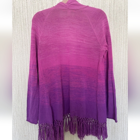 Lilly Pulitzer Size Medium Tatum Ombre Cardigan Orchid Oasis Pink Purple Fringe - Picture 11 of 15